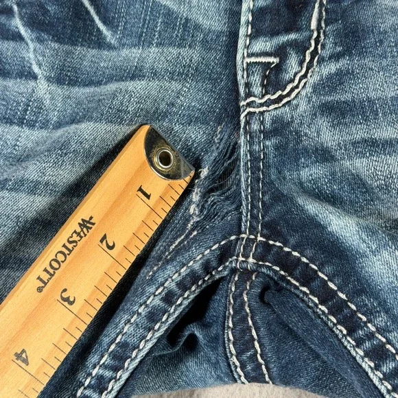 Rock Revival Darcey C204 Distressed Crop Jeans Medium Wash Sequin Size 26 - Picture 9 of 14